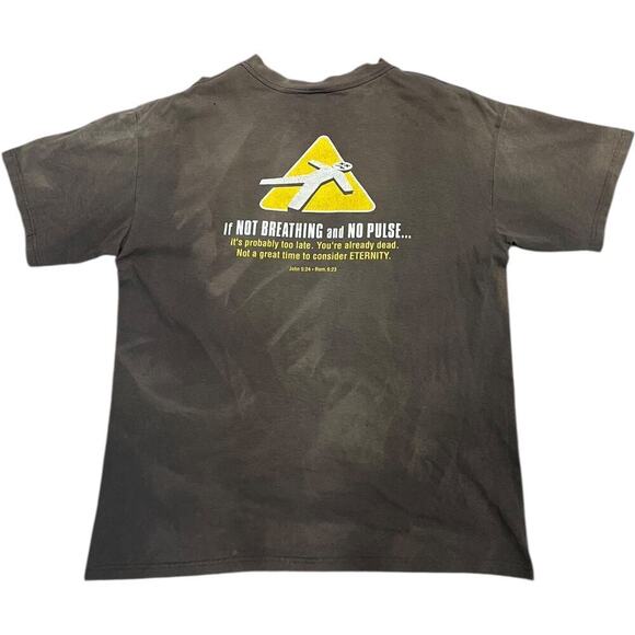 “If Not Breathing” by One Way Out Y2K Religious Vintage Tee - Picture 1 of 6